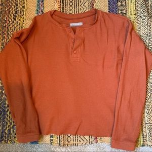 Everlane Cropped Waffle Henley Tee